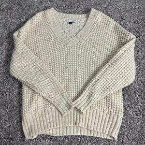 Cream American Eagle Knit Sweater, XS